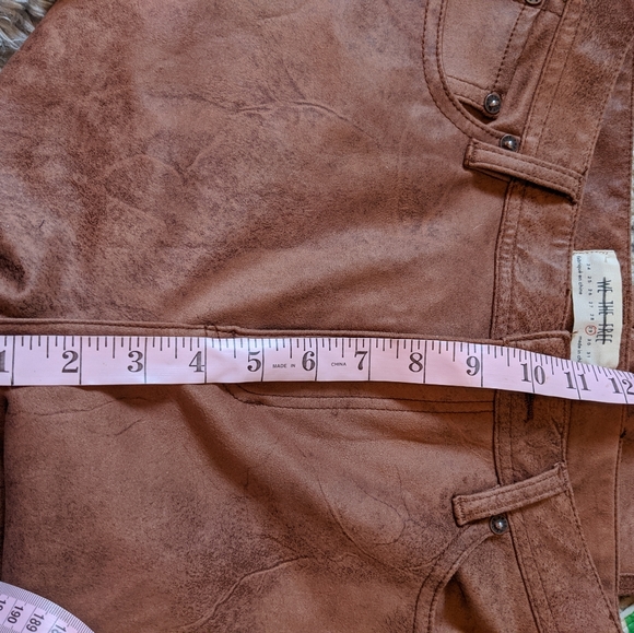 Free people we the free faux leather vegan suede cognac tan pants - Picture 2 of 4